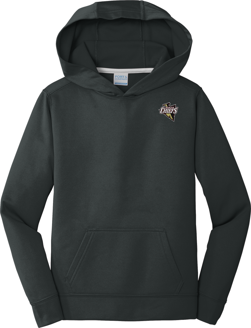 Mercer Chiefs Youth Performance Fleece Pullover Hooded Sweatshirt