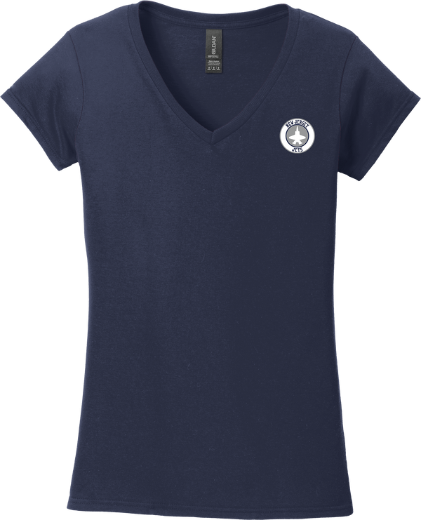 NJ Jets Softstyle Ladies Fit V-Neck T-Shirt