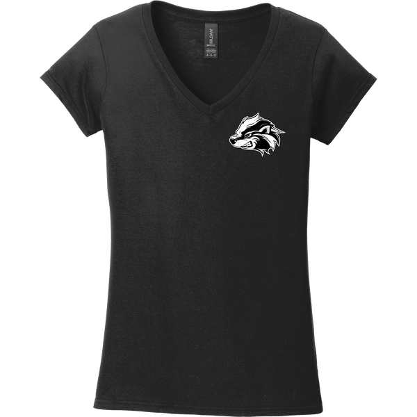 Allegheny Badgers Softstyle Ladies Fit V-Neck T-Shirt